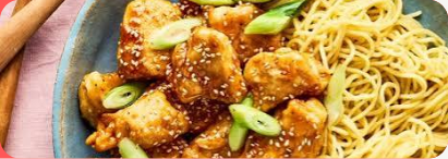 Sesame chicken and noodles